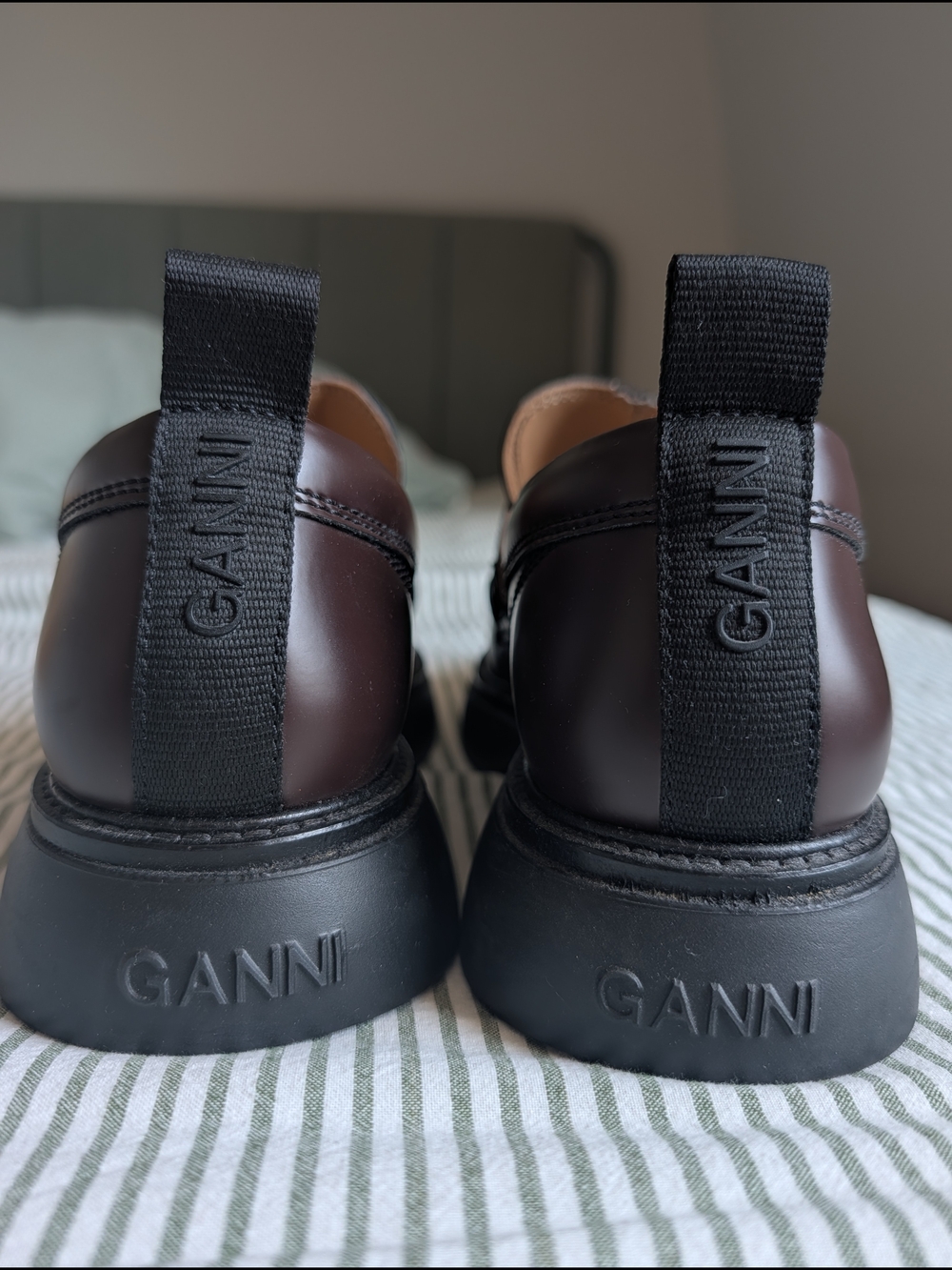 Ganni Chocolate Brown Leather Penny Loafers - Picture 4 of 9